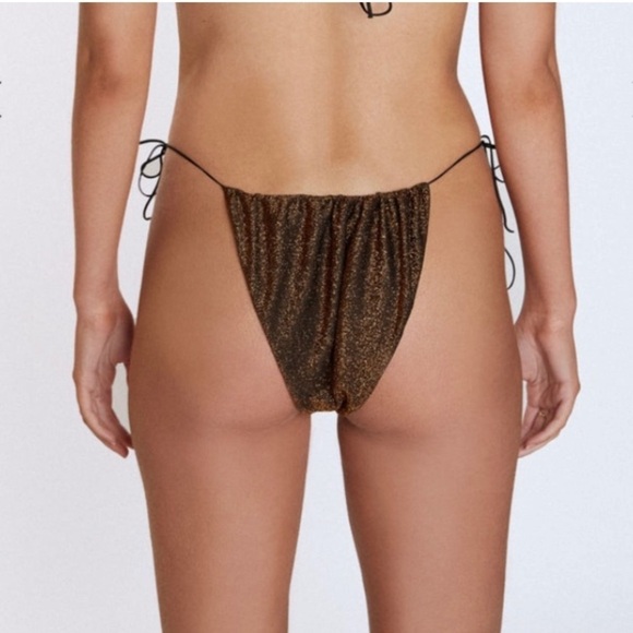 It’s Now Cool The Gathered Tie Pant Bikini in Copper Lurex NWT - Picture 2 of 7